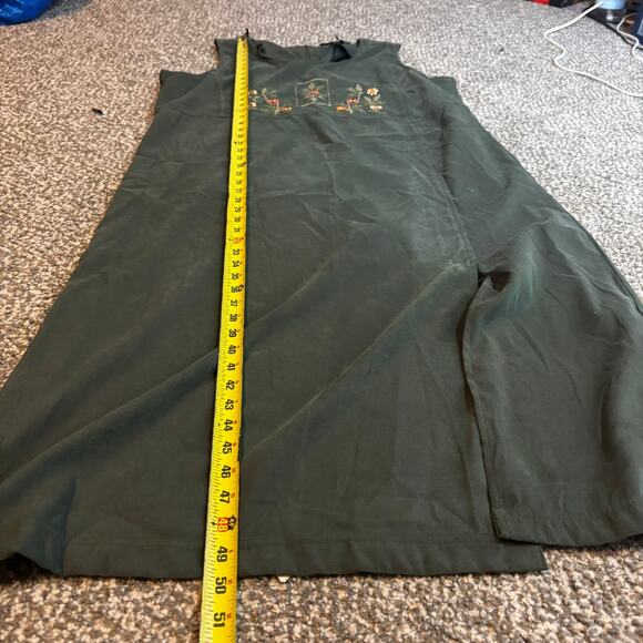 Vtg Tip Top Sz 2X Dress Green Faux Suede Sleeveless Embroidered Boho Cottagecore - Picture 7 of 7